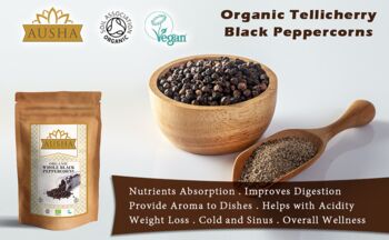 Ausha Organic Black Pepper 200g Coarse Form, 5 of 12