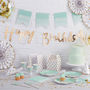 Mint Ombre Gold Foiled Hooray Party Paper Plates, thumbnail 3 of 3