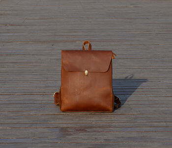 Minimalist Genuine Grain Leather Backpack Personalised By EAZO ...