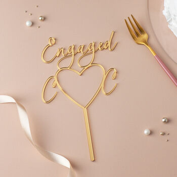 Heart Initials Engagement Wedding Acrylic Cake Topper, 2 of 8