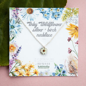 Inky Daisy Birch And Silver Necklace, 10 of 10