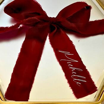 Christmas Silk Ribbon Bow Place Name, 30 Colours, 4 of 5