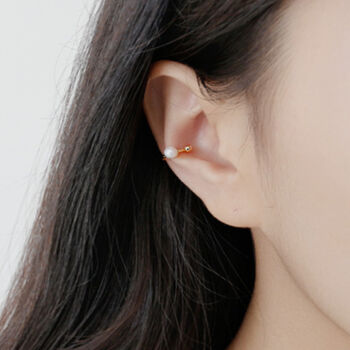 Sterling Silver Pearl And Crystal Ear Cuff, 2 of 5