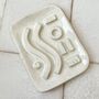 Geometric Speckled White Ceramic Soap Dish, thumbnail 1 of 3