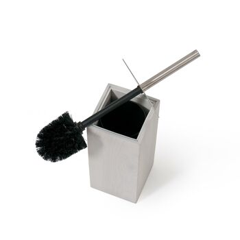 Solid Oak Oyster White Contemporary Toilet Brush, 3 of 3