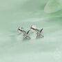 Tiny Cz Starburst Internally Threaded Flat Back Earrings In Sterling Silver, thumbnail 1 of 12