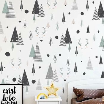 Neutral Shades Woodland Trees Wall Decor Stickers, 2 of 5