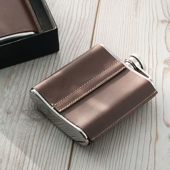 Leather Standing Seam Hip Flask, 4 of 7