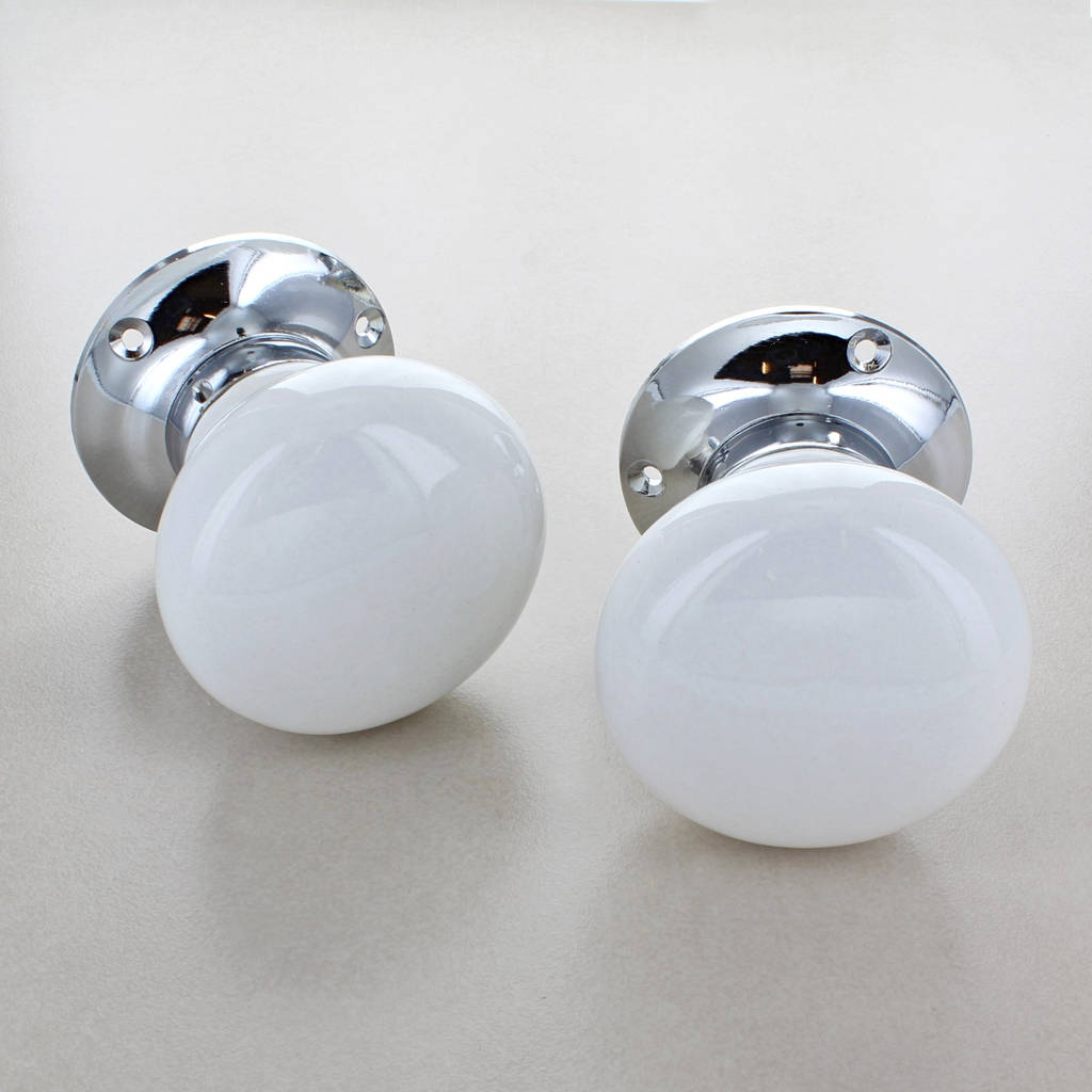 White Mortice Ceramic Doors Knobs Set Entrance Doors By G Decor