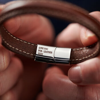 Personalised Anniversary Leather Men's Bracelet, 4 of 6