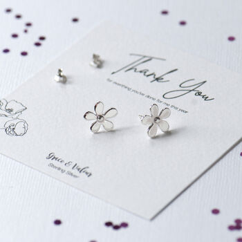 Teacher Cute Gift Flower Sterling Silver Stud Earrings, 3 of 10