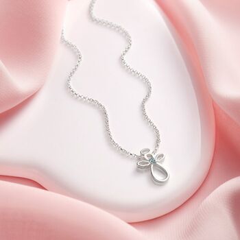 Birthstone Guardian Angel Necklace For Girls | Sterling Silver Birthstone Pendant | Christening Or Birthday Gift | 12 Styles, 3 of 12
