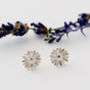 Daisy Flower Stud Earrings In Sterling Silver, thumbnail 1 of 9
