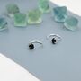 Sterling Silver Black Cz Open Huggie Hoop, thumbnail 5 of 10