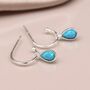 Sterling Silver Blue Opal Half Hoop Earrings, thumbnail 3 of 7