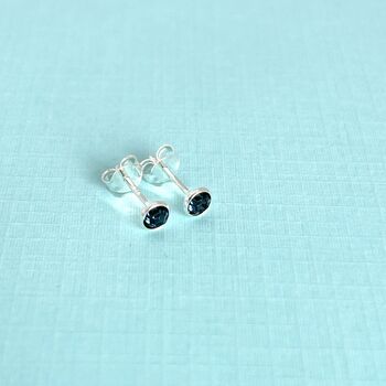 Sterling Silver Stud Birthstone December Earrings, 2 of 4