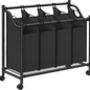 Black Laundry Sorter Basket With Four Removable Bags, thumbnail 5 of 7