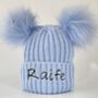 Baby Blue Embroidered Knitted Hat, thumbnail 1 of 5