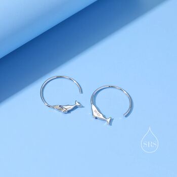 Whale Open Hoop Earrings In Sterling Silver, 5 of 9