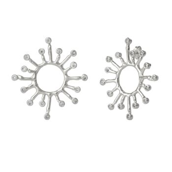 Sun Sunburst Molten Sterling Silver Earring, 6 of 6