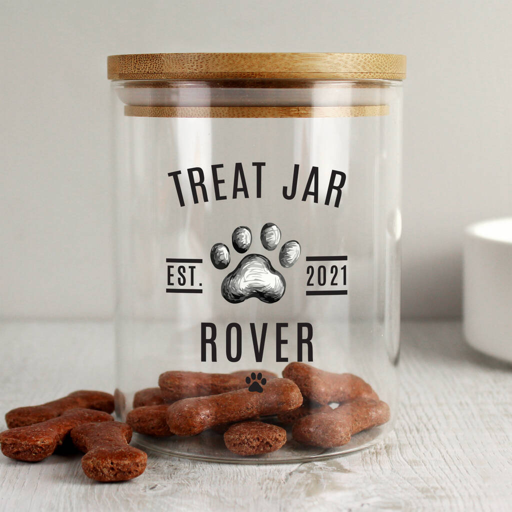 Personalised Pet Treats Jar With Bamboo Lid, 1 of 5