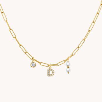 Charm Builder™ Gold Paperclip Chain Multi Charm Necklace, 2 of 10