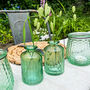 Set Of Two Green Pressed Glass Bottle Vases Florence, thumbnail 2 of 7