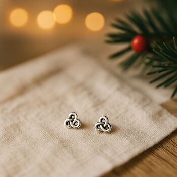 Tiny Sterling Silver Celtic Knot Stud Earrings, 3 of 10