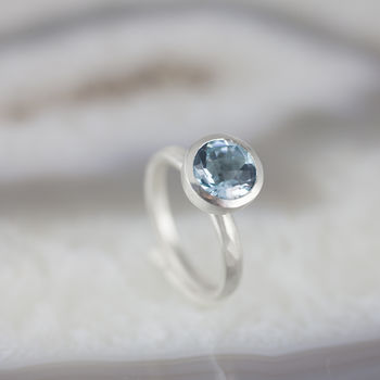 Round Chequerboard Sky Blue Topaz Ring, 5 of 6