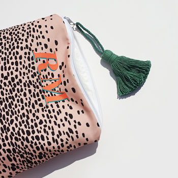 Leopard Print Personalised Make Up Zipper Pouch Bag, 5 of 9