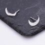 Sterling Silver Crescent Moon Stud Earrings, thumbnail 2 of 9