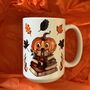 Cosy Pumpkin Gift Set Mug, Coaster, Milk Jug, Tea Towel, thumbnail 2 of 3