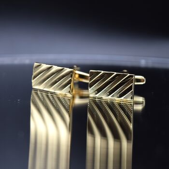 Gold Geometric Cufflinks 316 L Stainless Steel Minimal Design, 6 of 6