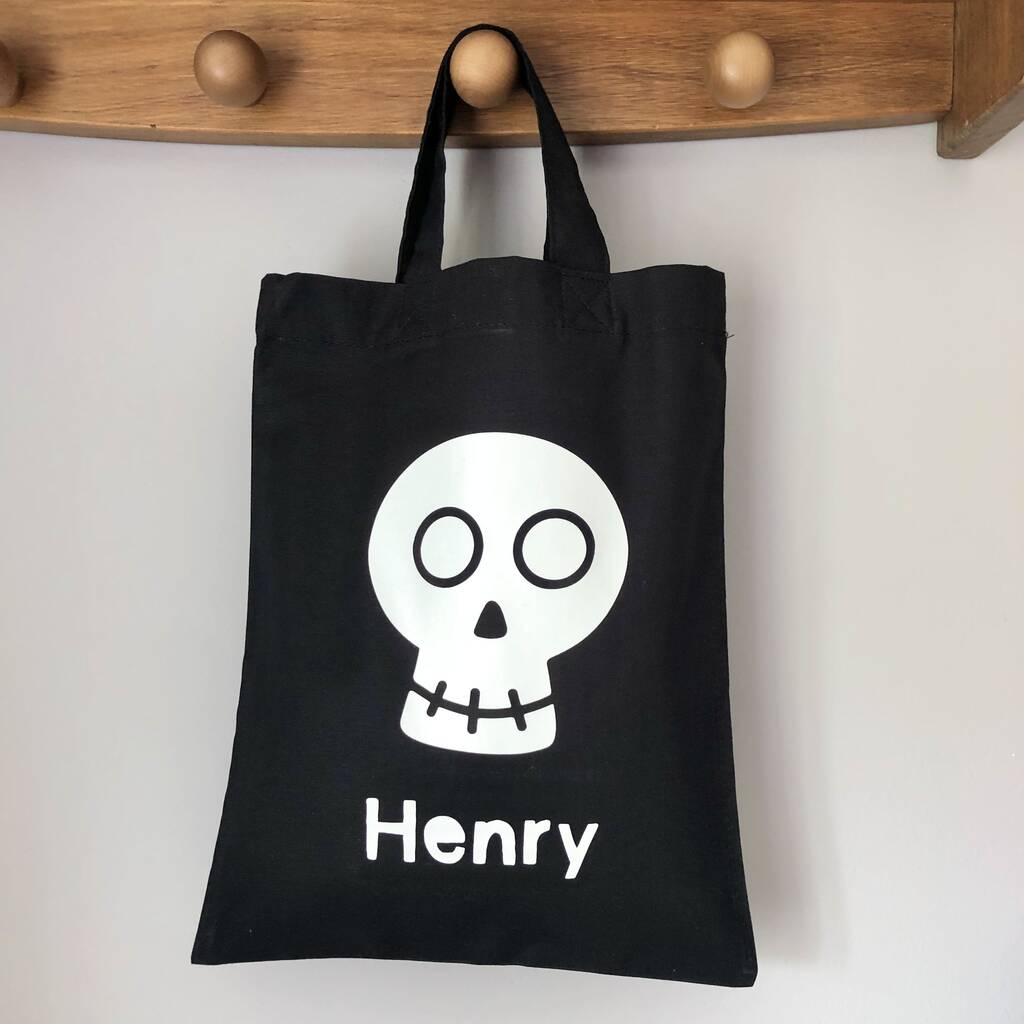 Glow In The Dark Personalised Skull Halloween Treat Bag, 1 of 2