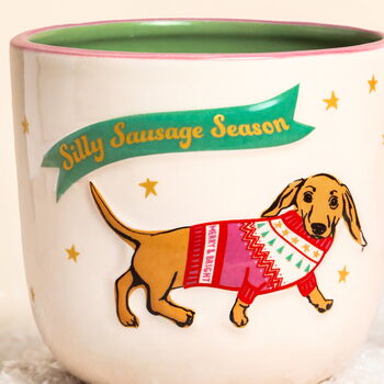 Festive Sausage Dog Ceramic Mug, 2 of 2