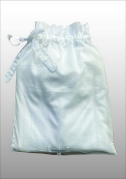 Organic Cotton Pyjama Set For Women – White Lace Detail Loungewear With Fabric Gift Bag, 8 of 9