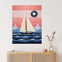 Setting Sail Geometric Sea Pink Blue Wall Art Print, thumbnail 1 of 6