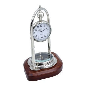 Personalised Chrome 7th Anniversary Desk Clock With Compass, 7 of 10