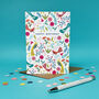 Happy Birthday Card Colourful Birds Pattern, thumbnail 1 of 4