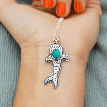Whale Shark Turquoise Silver Pendant, 4 of 9