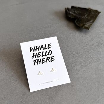 Sterling Silver Whale Tail Stud Earrings, 3 of 8