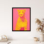 Cerise Cheetah Bold Animal Yellow Pink Wall Art Print, thumbnail 4 of 6