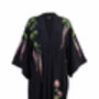 Wisteria And Chrysanthemum Black And Pink Embroidered Long Kimono, thumbnail 11 of 12
