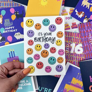 Colourful Smiley Face 'Its Your Birthday' Birthday Card, 3 of 3