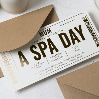 Personalised Spa Day Voucher For Mum Gold Foil, 5 of 9