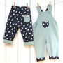 Reversible Duck Needlecord Dungarees Baby Kids, thumbnail 4 of 6