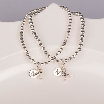 Personalised Baby Robin Solid Silver Bead Bracelet, 4 of 6