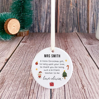Personalised Christmas Ceramic Ornament Teacher Gift, 6 of 7