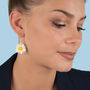 Hand Painted Single Daisy Dropper Earrings, thumbnail 4 of 5