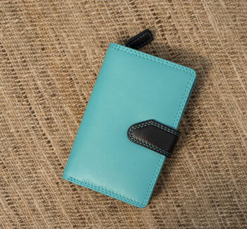 Turquoise Multi Colour Leather Purse Wallet Rfid, 3 of 11
